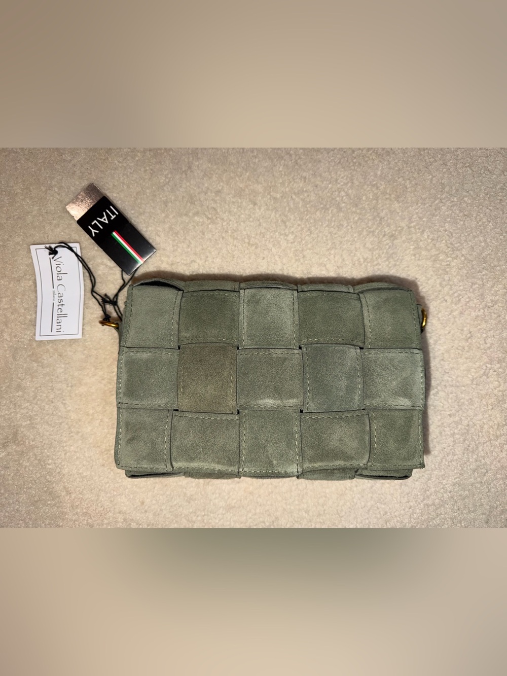 Viola Castellano Woven Suede Crossbody / Clutch - Olive Green